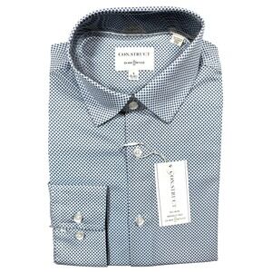 CON.STRUCT Blue Diamond Performance Dress Shirt Long Sleeve Men's 16 34/35 NEW